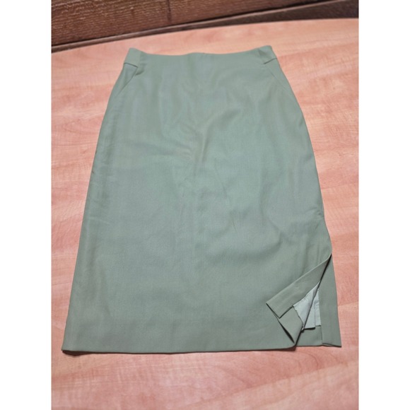 Classiques Entier Dresses & Skirts - Classiques Entier Sage Green Virgin Wool Blend Pencil Skirt Size 2 Midi Slit